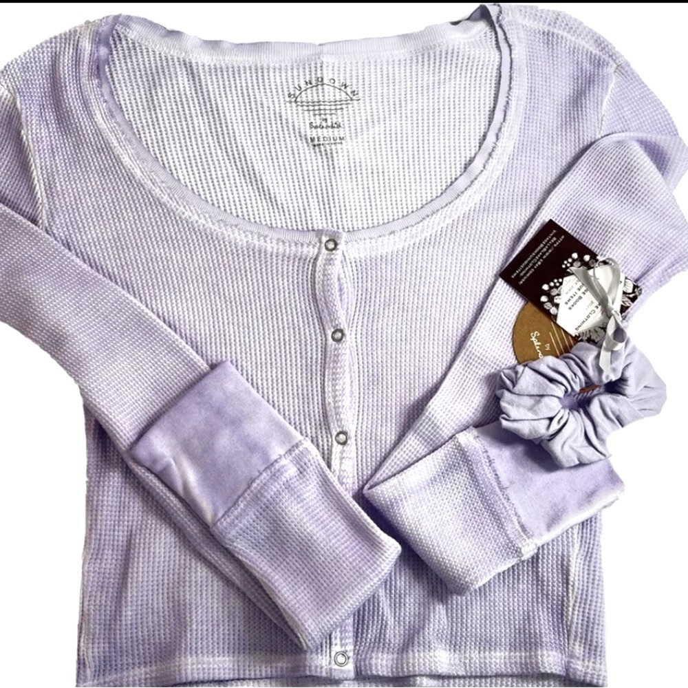 Sundown by Spendid crop Top Juniors Lilac with scrunchie NWT $38